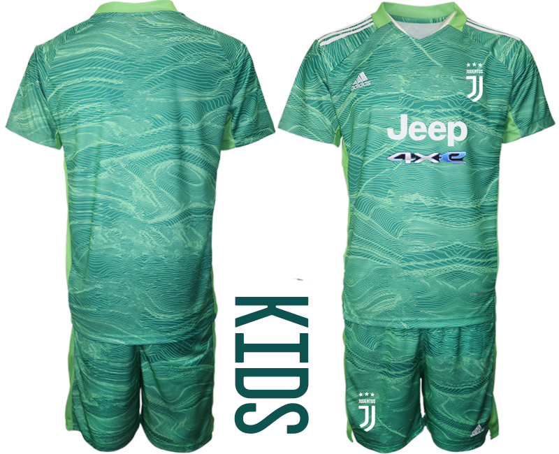Youth 2021-2022 Club Juventus green goalkeeper blank Soccer Jersey->youth soccer jersey->Youth Jersey